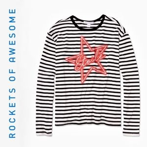 New Rockets of Awesome Girl's Étoile Star Graphic Striped Long Sleeve Tee 12